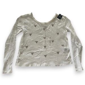 NWT Abercrombie & Fitch Women’s Embellished Long-Sleeve Top – White